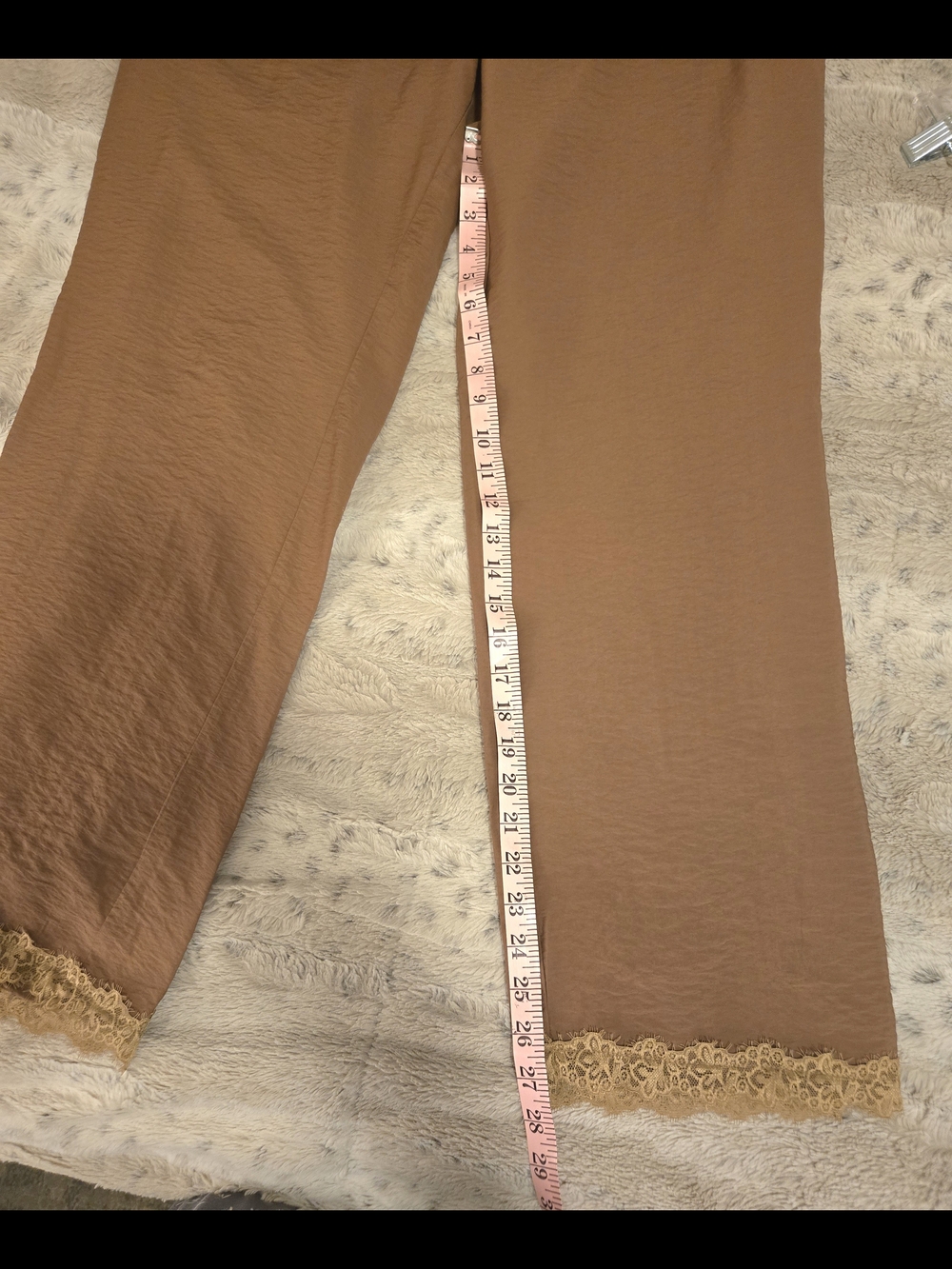 Divided Brown Lace Trimmed Wide-Leg Drawstring Pants - Picture 9 of 10